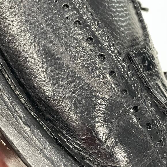 Hanover Black Wingtip Shoes Men 8.5 Leather Dress Lace Up Oxfords Vintage READ main image 7